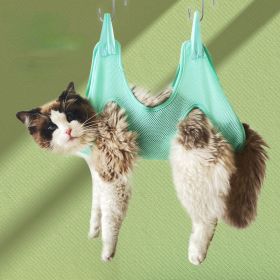 Cat Grooming Hammock Cat Grooming nail cutting anti scratch bite fixed bag bath Trimming Restraint Bag Pet dog groominghammock hanging Pet Suppli (Color: Green Send, size: 5-10KG)