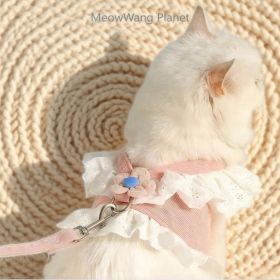 Dog Leash Cat Leash Premium Summer Pet Harness Leash Set Breathable Lightweight And Escape Proof Vest For Cats Small Dogs Adjustable Outdoor Walk (Option: M)